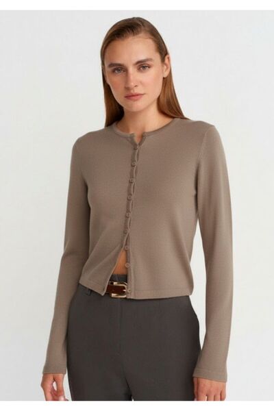 Dilvin 31413 Di̇l Button Detailed Cardigan