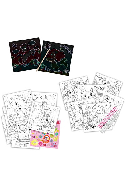 SES Creative Creative Toy 3 in 1 Coloring Book for Kids with Animals, Glitter...