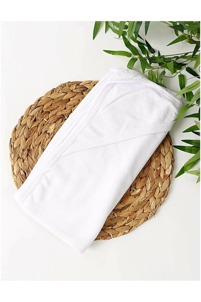 MiniKids White baby bath towel-ROMANIA