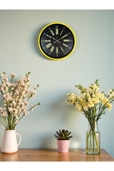 Leyaton 36 cm Yellow Modern Wall Clock Lwlhm-Ytrs345