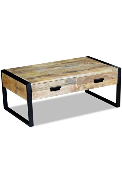 Concept Masă de cafea cu 2 sertare din lemn masiv de mango, 100x60x40 cm