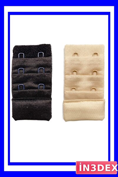 İN3DEX Bra Extension Hook Set 3 Rows 2 Hooks Black Color