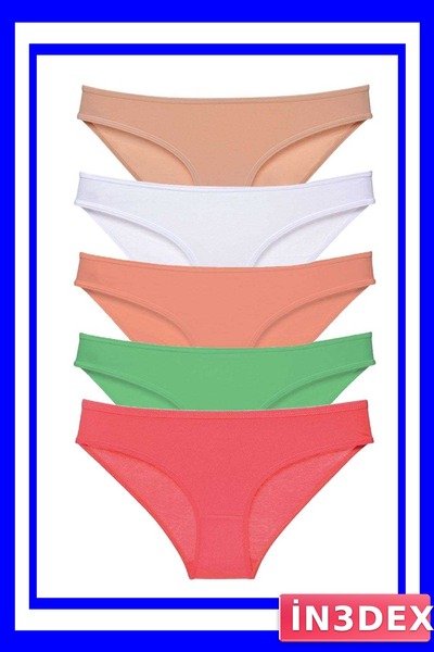 İN3DEX Lycra Women's Slip Panties Set 5 Pieces with Color Options