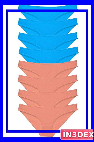 İN3DEX Lycra Women's Slip Panties Set 8 Pieces Powder and Blue Color