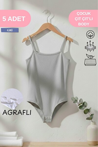 ECNT Girl's Rope Strap Snap Hook Bodysuit 5-Piece Pack