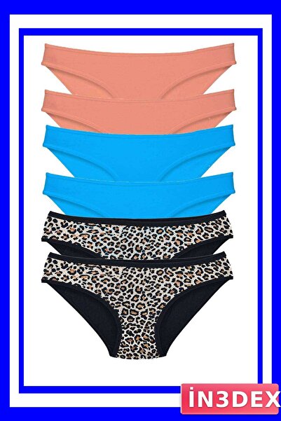 İN3DEX Lycra Slip Panties 6 Pack Leopard Patterned