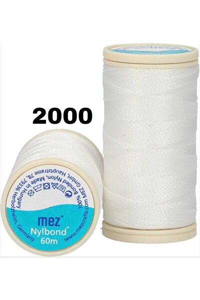 Mez Nylbond Ekstra Sağlam Naylon Iplik, 2000 Beyaz - Boncuk, Takı Ipliği, Kop...
