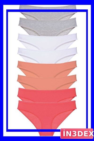 İN3DEX Lycra Women's Slip Panties Set 8 Pieces Multiple Color Options