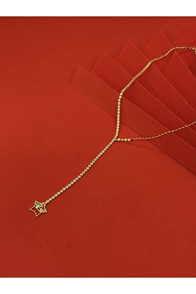 Melisa Takı & Aksesuar Zircon Stone Gold Y Necklace