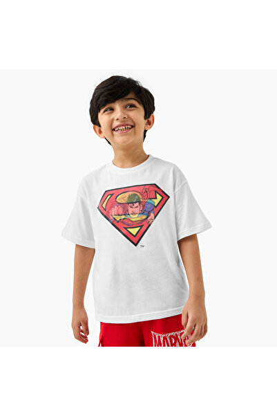 Warner Bros Superman Print T-shirt with Short Sleeves