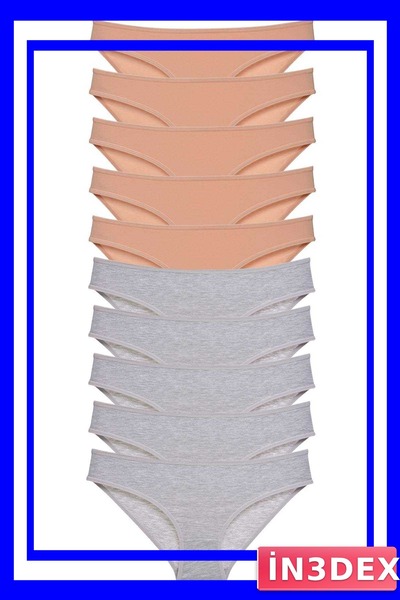 İN3DEX Lycra Women's Slip Panties Set 10 Pieces Gray Color