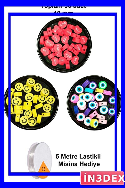 İN3DEX 90Pcs 10mm Beads for Jewelry Making with Polymer Clay Beads Set