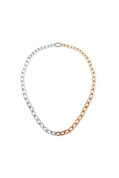 Daniel Wellington Contrast Link Necklace Two Tone Rose Gold