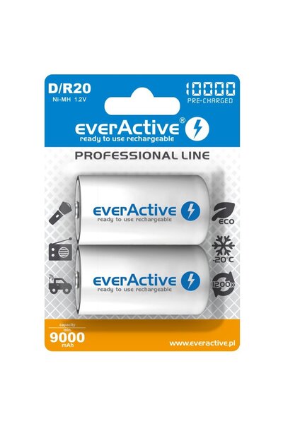 everActive Επαναφορτιζόμενη μπαταρία R20/D Ni-MH 10000 mAh έτοιμη προς χρήση
