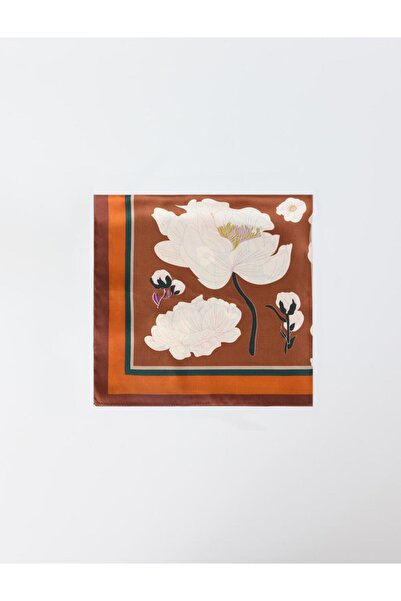 Jimmy Key Brown Floral Pattern Woven Scarf