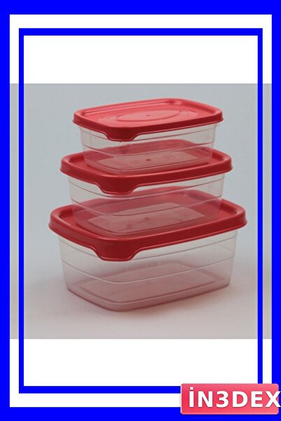 İN3DEX مجموعة حاويات تخزين بلاستيكية ثلاثية بسعات مختلفة