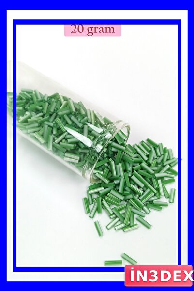 İN3DEX Green White Colorful Long Tube Cut Beads 2mm Diameter 10mm Length