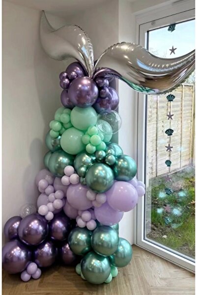 Çemrek Süs Parti Lilac Purple Mermaid Balloon Chain Set 81 Pcs