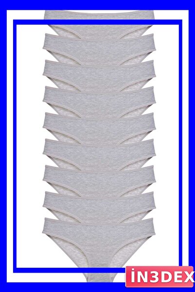 İN3DEX Women's Lycra Slip Panties Set 9-Piece Gray