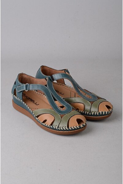 Forelli 22521 Sally Genuine Leather Orthopedic Women's Sandals Petrol Blue