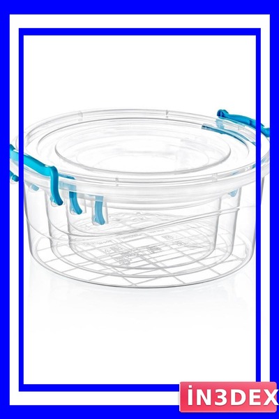 İN3DEX مجموعة من 3 حاويات تخزين للمطبخ بأغطية دائرية