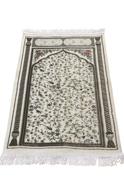 İNCİ İPEK LÜKS RAVZA MODEL SAÇAKLI ASTARLI SÖNİL SECCADE