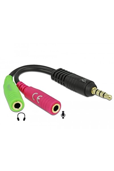 DELOCK Adaptor 65344, 1 x jack stereo de 3,5 mm cu 4 pini mascul > 2 x jack s...