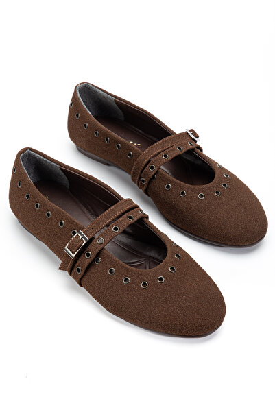 RİSSOLİ Дамски кафени обувки с капсулирани аксесоари от нубук, подходящи за е...