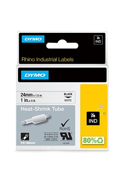 Dymo Rhino Thermal Label 24mmx1.5m Black->White