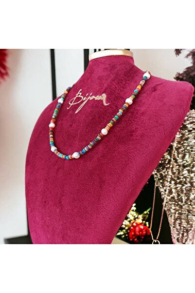 Ezera Ayana Pearl Choker Necklace with Colorful Shell Chips and 925 Silver