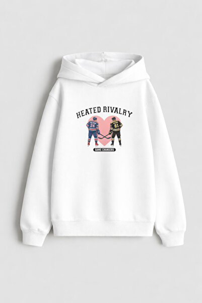 AYDESİGN Heated Rivalry İlya Rozanov 81 Design Printed Hooded White Sweatshirt