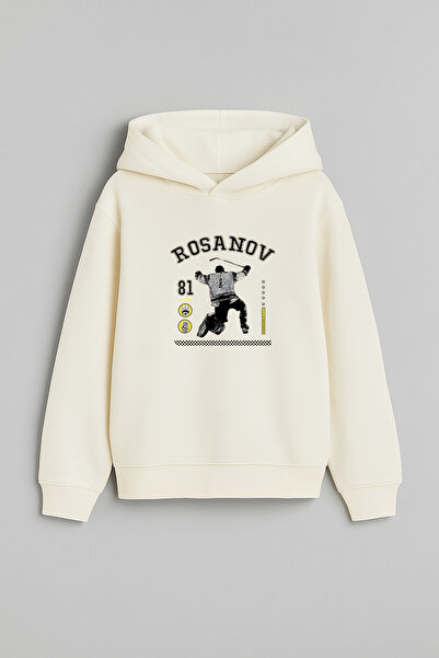AYDESİGN Heated Rivalry İlya Rozanov 81 Design Printed Hooded Ecru Sweatshirt