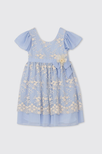 Panço Patachou Kız Bebek Tüllü Şifon Mavi Elbise