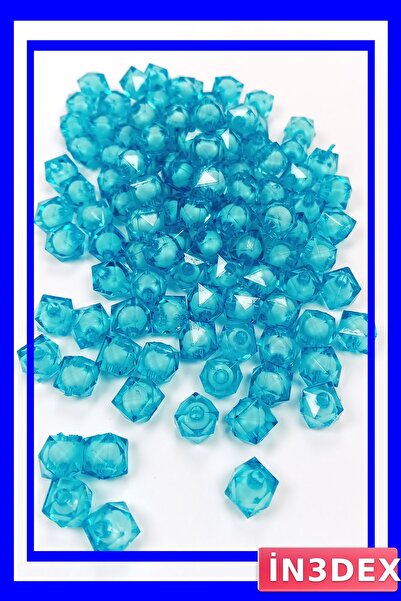 İN3DEX Sky Blue Cube Beads 10mm Hobby Material 50 Grams