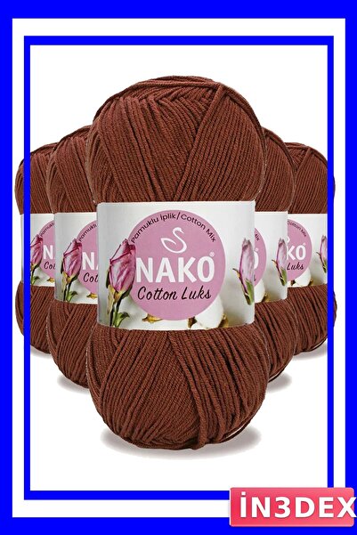 İN3DEX 5 Pieces of Cotton Knitting Yarn Red Brown Color