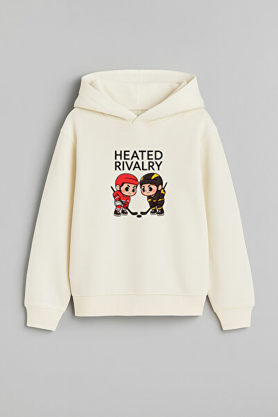 AYDESİGN Heated Rivalry İlya Rozanov 81 Design Printed Hooded Ecru Sweatshirt