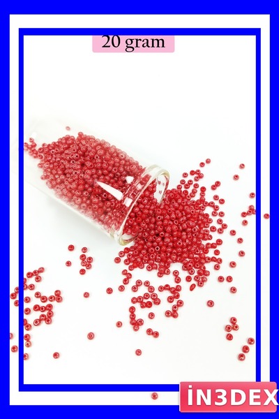 İN3DEX Red Colored Cast Glass Beads 2mm 20 Grams