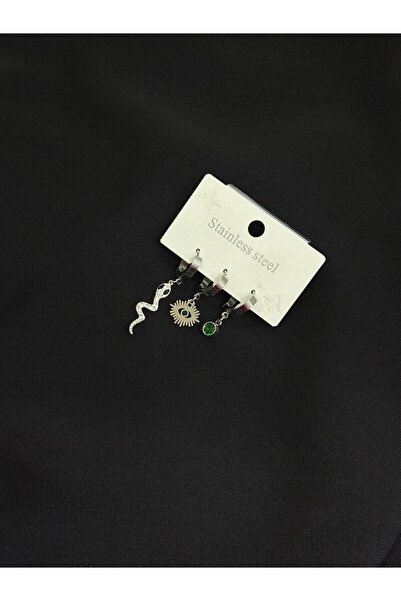 Melisa Takı & Aksesuar 316L Steel Silver Color 3-Piece Earrings