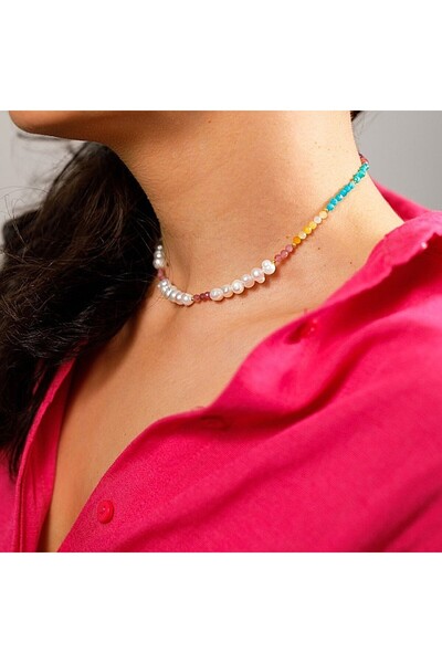 Ezera Choker Taya with Pearls and Crystals