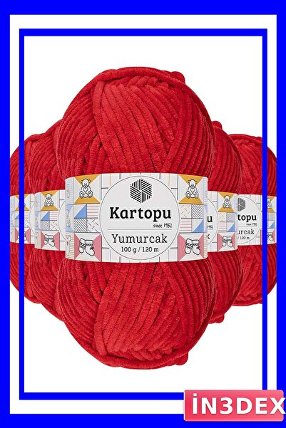 İN3DEX Velvet Textured Hand Knitting Yarn 5-Pack Light Red