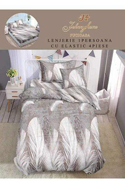 FIONNA.RO Finet Duvet Cover Set with Stretchy 1 Person - Grey with Feathers