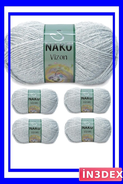 İN3DEX Light Gray Melange Acrylic Hand Knitting Yarn 5 Pieces