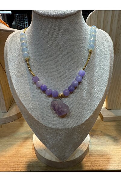 designbyisil Özel tasarım Ametist taşlı doğal taş kolye