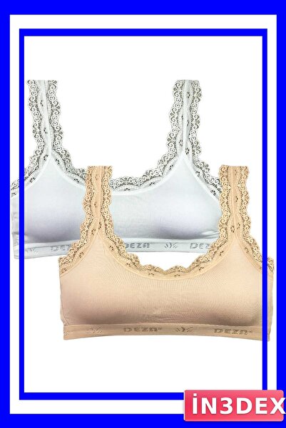 İN3DEX Lace Embroidery Detailed Bamboo Fabric Bustier Double Set