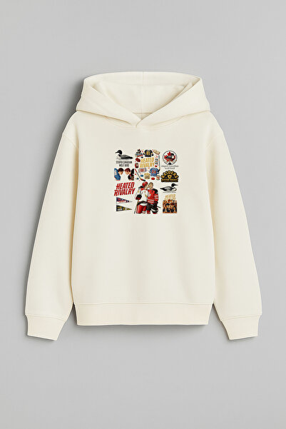 AYDESİGN Heated Rivalry İlya Rozanov 81 Design Printed Hooded Ecru Sweatshirt