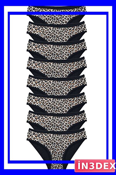 İN3DEX Lycra Soft Textured Women's Slip Panties 8 Pack Leopard Pattern