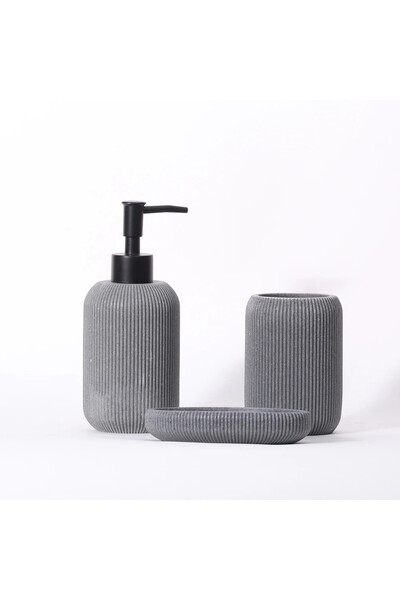 Olivy 3-piece bathroom accessories set: soap dispenser, toothbrush holder, gr...