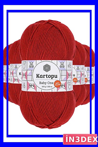 İN3DEX Non-Pilling Hand Knitting Yarn Wool 5 Pieces Dark Red