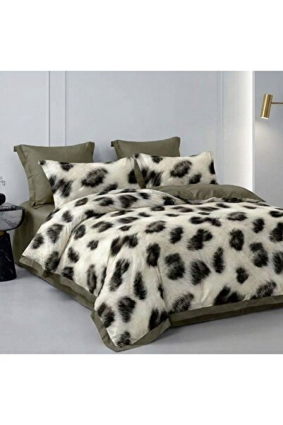 Pucioasa Lenjerie de pat cu elastic din finet, 6 piese, Animal print leopard