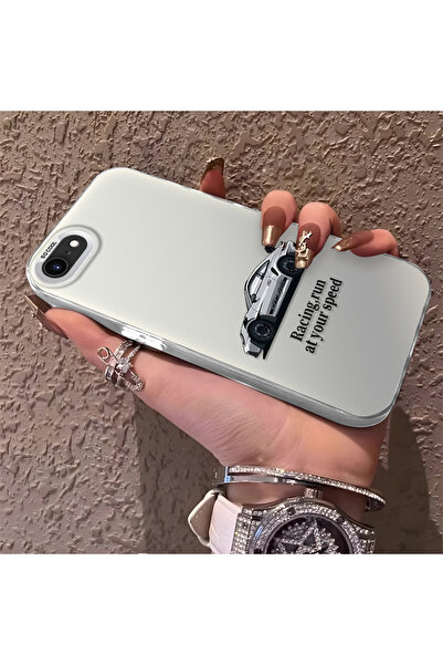 Hontinga iPhone 8 Uyumlu Silikon Kenar Sert Arka Anti Düşme Telefon Kılıfı Me...